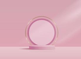 Kosmetischer rosa Hintergrund und Premium-Podiumsdisplay für Produktpräsentation, Branding und Verpackungspräsentation. Studiobühne mit Hintergrundschatten. Vektordesign vektor