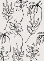 Blätter Musterlinie moderner minimaler Hintergrund für Wanddekoration, Postkarte, Banner oder Broschüreneinband. Vektordesign vektor
