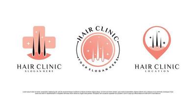 satz der haarklinik dermatologie symbol logo design illustration mit kreativem element premium vektor