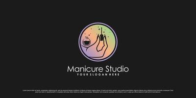 Nagellack-Logo-Design für Maniküre-Studio oder Nagelstudio mit kreativem Element-Premium-Vektor vektor