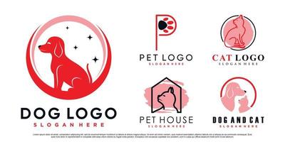 Set-Sammlung von Haustier-Logo-Design für Zoohandlung oder Klinik mit kreativem Element-Premium-Vektor vektor