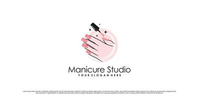 nagellack logotyp design för manikyr studio eller nagelsalong med kreativa element premium vektor
