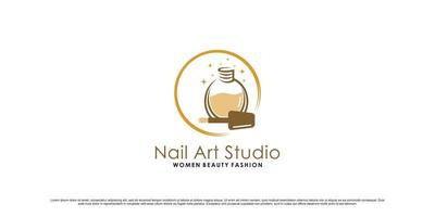 nail art studio logotyp design illustration för kvinnor skönhet med unikt koncept premium vektor