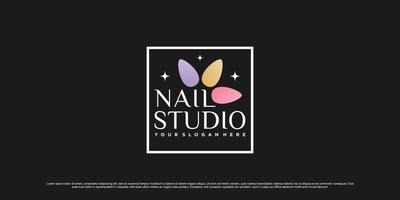 Nagelstudio-Logo-Designillustration für Nagelschönheitssalon mit erstklassigem Vektor des einzigartigen Konzepts