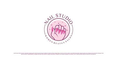 nail studio logo design illustration för nagel skönhetssalong med unikt koncept premium vektor