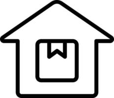 Bild eines Hauses mit einer Kartonverpackung als Symbol für ein Paketlager. vektor