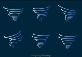 Blaue Tornado-Ikonen gesetzt vektor