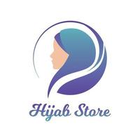 muslimsk kvinna som bär hijab. mode logotyp design vektor symbol. scarf logotyp mall för butik, butik, tryck.