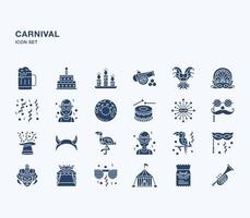 karnevalsfest solide symbolsatz vektor