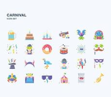 carnival festival platt ikonuppsättning vektor