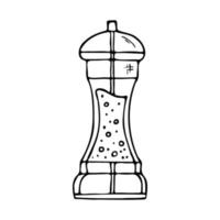 saltglas eller papperskvarn av köksredskap doodles. handritad vektor svart siluett illustration på vit bakgrund. clipart för restaurangmeny, receptbok och tapeter.