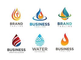 Reihe von abstrakten Wassertropfen Symbolen Logo Vektor industriell