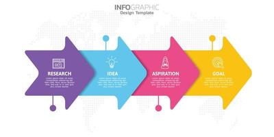 Infografik 4 Schritte Elemente für Inhalt, Diagramm, Flussdiagramm, Schritte, Teile, Zeitleiste, Workflow, Diagramm. vektor