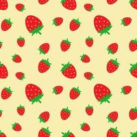 Nahtloses Muster mit lustigen Cartoon-Erdbeeren. positiver Sommerhintergrund in hellen Tönen. Druck für Textil, Geschenkverpackung, Kleidung, Interieur, Design und Dekor. trendiges Sommermuster vektor