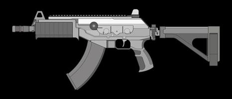 Schusswaffen-Vektorstil, Schießpistole, Waffenillustration, Vektorlinie, Waffenillustration, moderne Waffe, militärisches Konzept, Pistole für das Training vektor