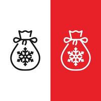 Weihnachten Santa Sack Vektor Icon im Umriss-Stil