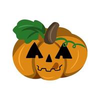 lustiger halloween-kürbis mit karikaturstilgefühlen, kürbischarakter lecken, vektor flach