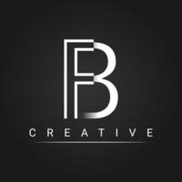 Initialen Buchstabe b, fb. Logo-Design-Vorlage, einfaches und sauberes Design mit schwarzem Hintergrund vektor