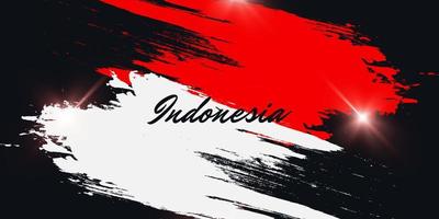 Indonesien-Flagge mit Bürstenkonzept. glücklicher indonesischer unabhängigkeitstag. Flagge von Indonesien im Grunge-Stil vektor