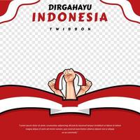 indonesien självständighetsdagen hälsning twibbon sociala medier post koncept malldesign vektor