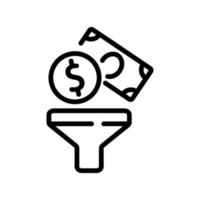 WC-Banknoten herunterspülen Symbol Vektor Umriss Illustration
