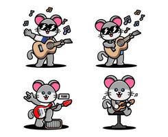 süße maus, die gitarre spielt vektor