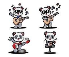 süßer panda, der gitarre spielt vektor