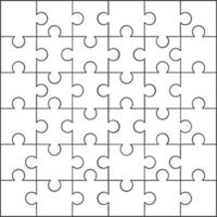 Puzzle-Puzzle-Set mit 36 Umrissen, Lineart-Vektordesign, flache Illustration, frei editierbar für Elementinhaltsvorlage vektor