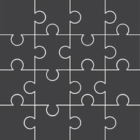 Puzzle-Puzzle-Set mit 16 kostenlosen Vektoren, flaches Design in monochromer Farbe mit verschiedenen Arten von Formen, gebrauchsfertig und editierbarer freier Vektor