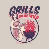 vintage retro grills illustration hand gezeichnet vektor