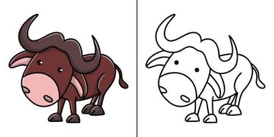 Stier-Tier-Symbol-Cartoon. Kuh Maskottchen Symbol Vektor Kinder Malbuch