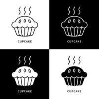 cupcake ikon. paj tårta dessert logotyp. bageri och matlagning utrustning vektor symbol