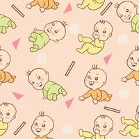 set niedliche baby babys junge cartoon flach mit abstrakten bunten objektsammlung illustration lite pink. vektor