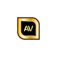 av-Buchstaben-Kreis-Logo-Design mit goldener Farbe vektor