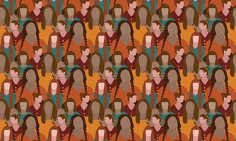 Muster mit Bild von Menschen. frauenillustration mit konzept des feminismus. Frauentag. vektor