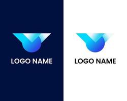 bokstaven v och w modern logotyp designmall vektor
