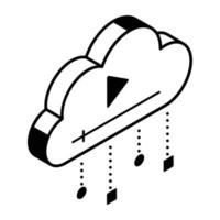 Download eines isometrischen Symbols für ein Cloud-Video vektor