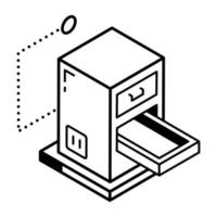 Laden Sie ein isometrisches Symbol für eine Schublade herunter vektor