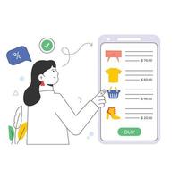 eine erstaunliche flache Illustration der Einkaufs-App vektor