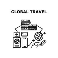 globales reisevektorkonzept schwarze illustration vektor