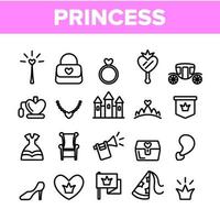 Sammlung Prinzessin Elemente Vektorsymbole gesetzt vektor