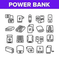 power bank enhet samling ikoner som vektor