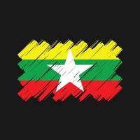 myanmar flagga penseldrag. National flagga vektor