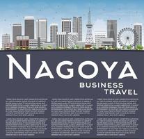 nagoya-skyline mit grauen gebäuden, blauem himmel und kopierraum. vektor