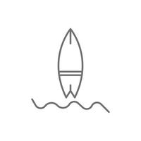 eps10 graues Vektor-Surfbrett-Symbol isoliert auf weißem Hintergrund. Surfbrett mit Meereswellensymbol in einem einfachen, flachen, trendigen, modernen Stil für Ihr Website-Design, Logo, Piktogramm und mobile Anwendung vektor