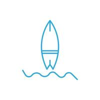 eps10 blå vektor surfbräda ikon isolerad på vit bakgrund. surfbräda med havsvågssymbol i en enkel platt trendig modern stil för din webbdesign, logotyp, piktogram och mobilapplikation