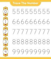 Verfolgen Sie die Nummer. Rückverfolgungsnummer mit Thermometer. pädagogisches kinderspiel, druckbares arbeitsblatt, vektorillustration vektor