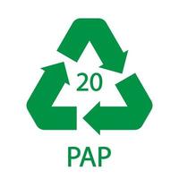 Papierrecyclingsymbol Pap 20. Vektorillustration vektor