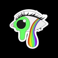 ein psychedelisches Auge mit einer undichten Pupille, das einen Regenbogen weint. Psychedelika, Surrealismus. vektor