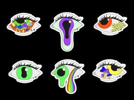 en uppsättning av sex psykedeliska ögon. psykedelika, surrealism. vektor